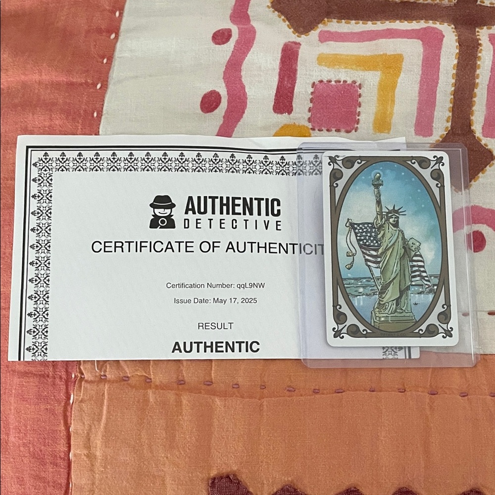 Tiffany card / Authentic Detective Certificate with Statue of Liberty Card